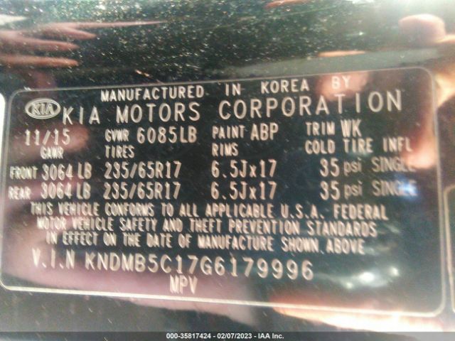 KNDMB5C17G6179996 KIA SEDONA LX