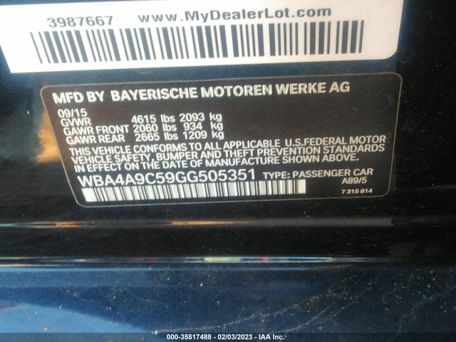 2016 BMW 4 Series, VIN: WBA4A9C59GG505351