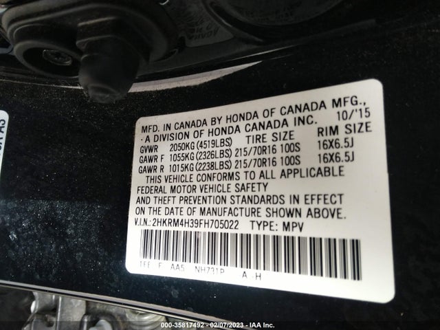 Honda CR-V LX 2015 2HKRM4H39FH705022 Image 9