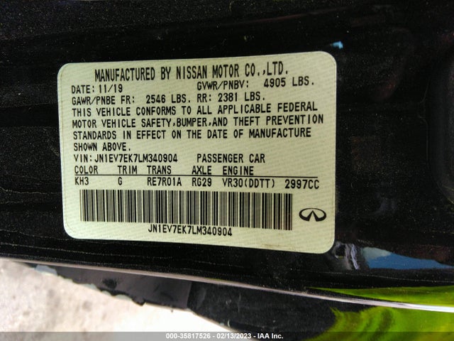 2020 Infiniti Q60, VIN: JN1EV7EK7LM340904