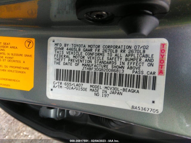 Lexus ES 300 2002 JTHBF30G820086813 Image 9
