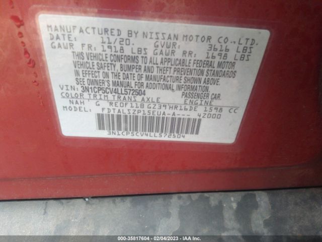 3N1CP5CV4LL572504 Nissan KICKS SV