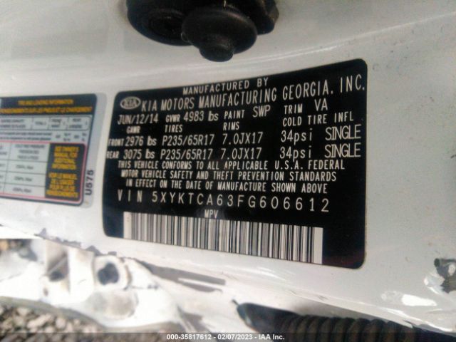 5XYKTCA63FG606612 KIA SORENTO LX