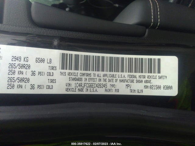 2014 JEEP GRAND CHEROKEE OVERLAND VIN: 1C4RJFCG6EC426345