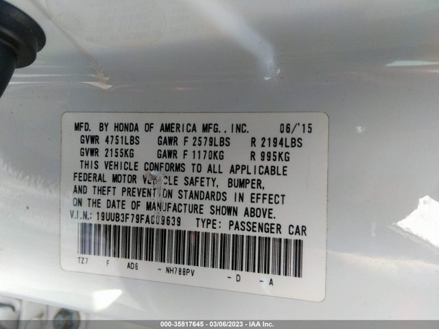 Acura Tlx V6 Advance 2015 19UUB3F79FA009639 Image 9