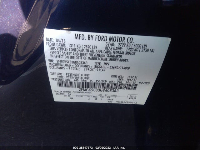 2016 Ford Flex, VIN: 2FMGK5C83GBA08363