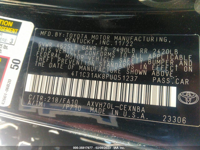 2023 Toyota Camry, VIN: 4T1C31AK8PU051237