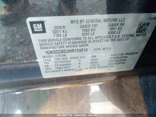 Chevrolet Tahoe Premier 2017 1GNSCCKC3HR159814 Image 10
