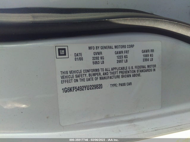 1G6KF5492YU229820 Cadillac DEVILLE DTS