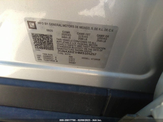 Chevrolet EQUINOX LT 2021 3GNAXKEV4MS105257 Image 9