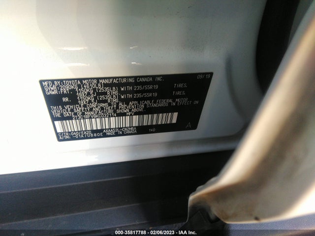 2019 TOYOTA RAV4 XLE PREMIUM VIN: 2T3C1RFV6KC032114