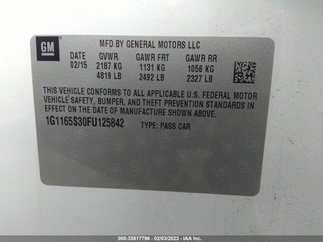 Chevrolet IMPALA LTZ 2015 1G1165S30FU125842 Image 11