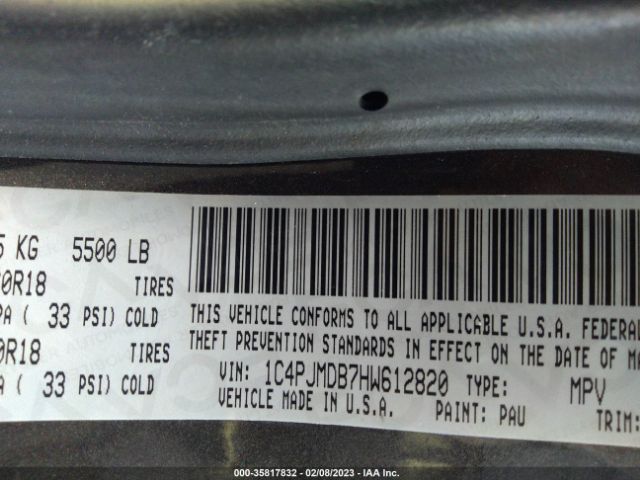 1C4PJMDB7HW612820 Jeep Cherokee Limited