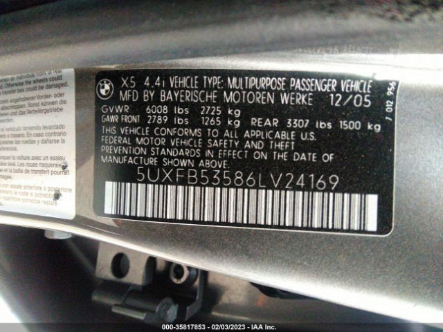 5UXFB53586LV24169 BMW X5 4.4I