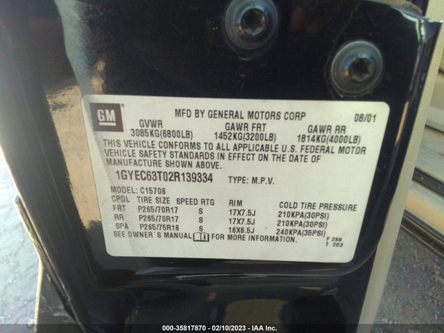 Cadillac Escalade 2002 1GYEC63T02R139334 Image 10