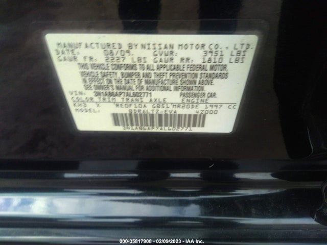 2010 NISSAN SENTRA 2.0 SR VIN: 3N1AB6AP7AL602771