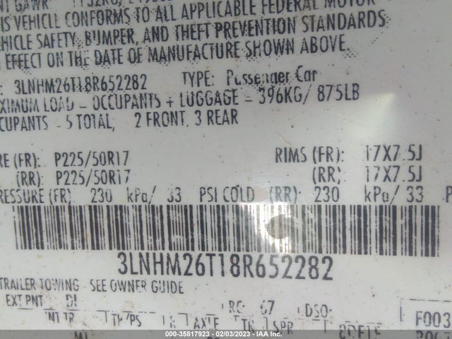 Lincoln MKZ 2008 3LNHM26T18R652282 Image 11