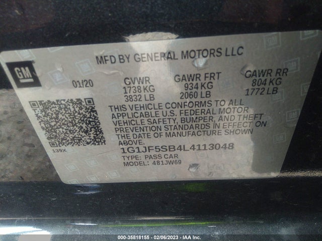 Chevrolet Sonic Premier 2020 1G1JF5SB4L4113048 Image 9