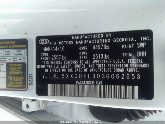 5XXGU4L30GG062653 KIA OPTIMA EX