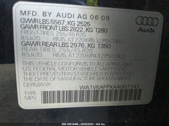 Продаж на аукціоні авто 2010 Audi Q5 Prestige, vin: WA1VKAFPXAA007747, номер лоту: 35818466