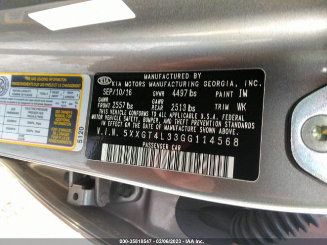 5XXGT4L33GG114568 KIA Optima Lx