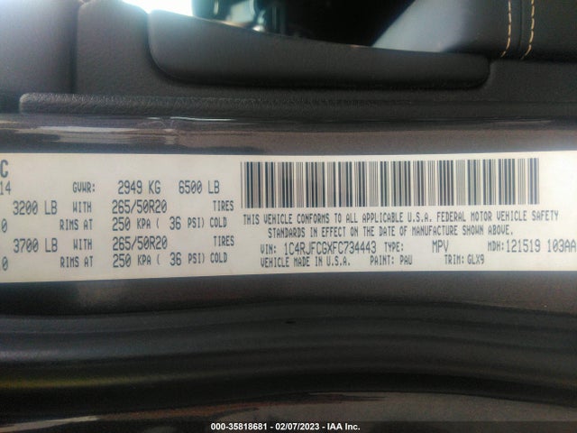 2015 Jeep Grand Cherokee, VIN: 1C4RJFCGXFC734443