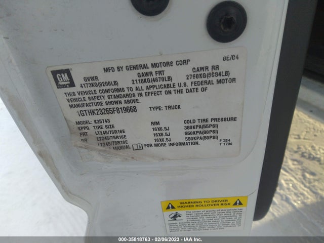 GMC SIERRA 2500HD 2005 1GTHK23265F819668 Image 11