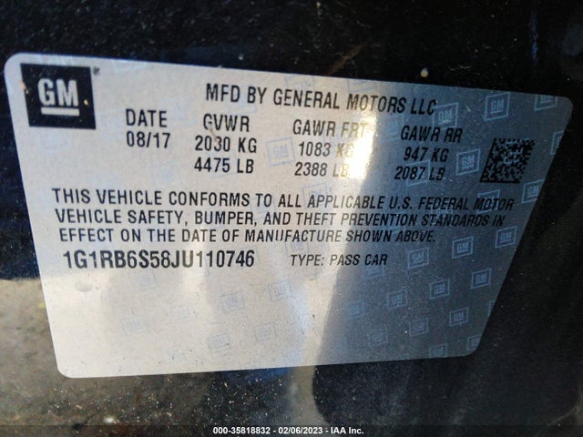 Chevrolet Volt Premier 2018 1G1RB6S58JU110746 Image 10