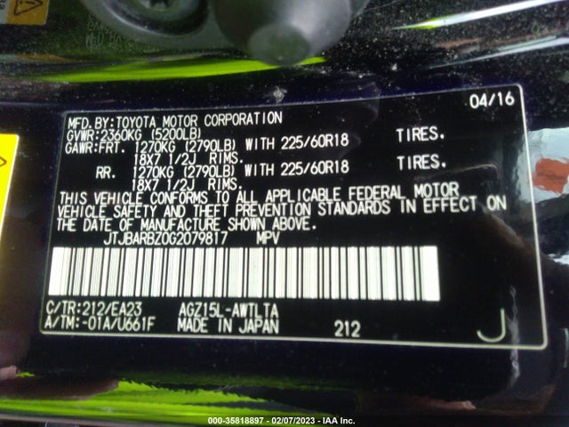 Lexus NX 200T 2016 JTJBARBZ0G2079817 Image 10