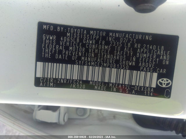 2021 Toyota Corolla, VIN: 5YFS4MCE2MP081350