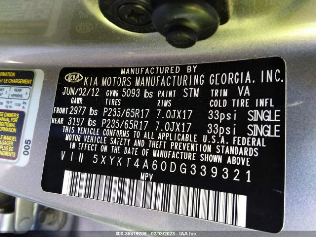 5XYKT4A60DG339321 KIA Sorento