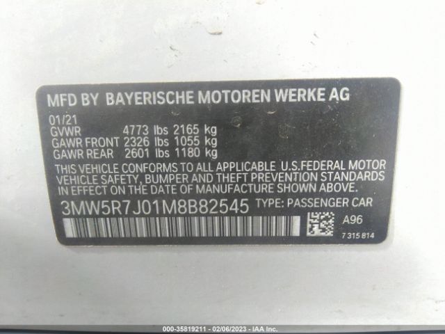 3MW5R7J01M8B82545 BMW 3 Series 330i Xdrive