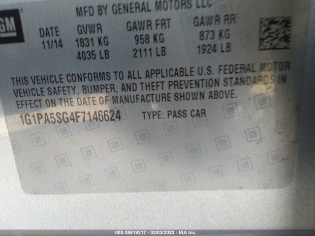 Chevrolet CRUZE LS 2015 1G1PA5SG4F7146624 Image 10