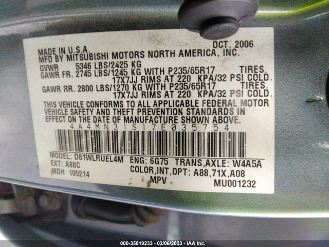 4A4MN31S17E035754 Mitsubishi Endeavor Se