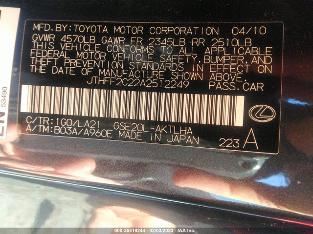 Lexus IS 250C 2010 JTHFF2C22A2512249 Image 9