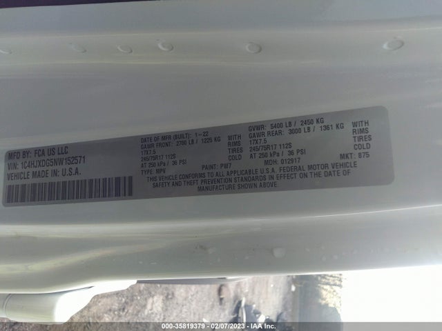 1C4HJXDG5NW152571 Jeep Wrangler Unlimited Sport S