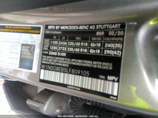 2020 Mercedes-Benz GLC-Class, VIN: W1N0G8EB5LF809105