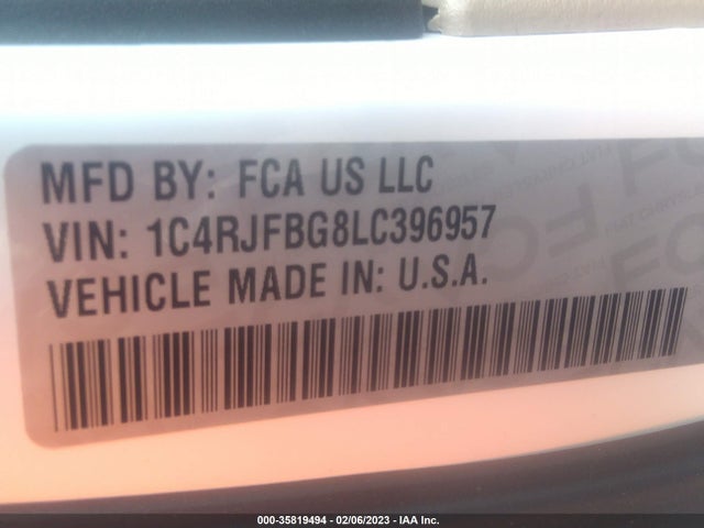 2020 JEEP GRAND CHEROKEE LIMITED VIN: 1C4RJFBG8LC396957