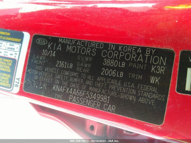 KNAFX4A66F5349981 KIA FORTE LX