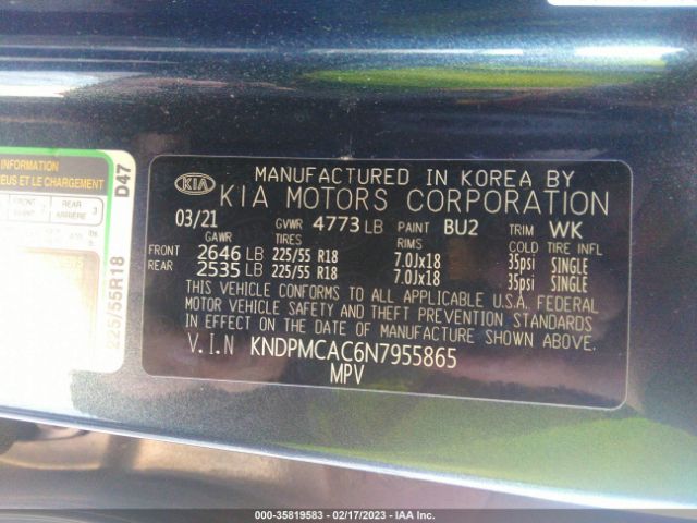 KNDPMCAC6N7955865 KIA Sportage Lx