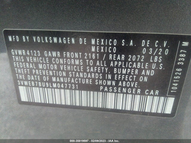 2020 Volkswagen Jetta, VIN: 3VWEB7BU9LM047731