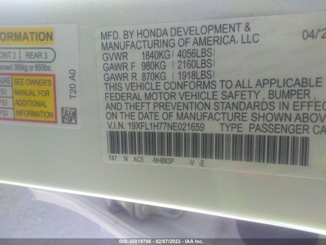 Honda Civic Hatchback Ex-l 2022 19XFL1H77NE021659 Image 11
