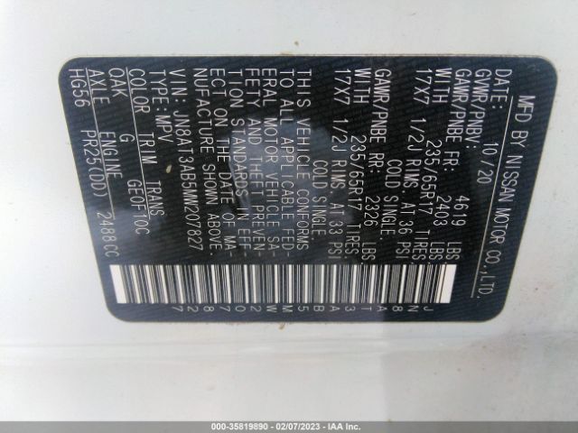 JN8AT3AB5MW207827 Nissan Rogue S Intelligent Awd
