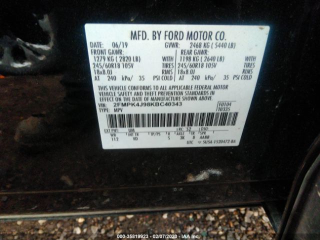 2FMPK4J98KBC40343 Ford EDGE SEL