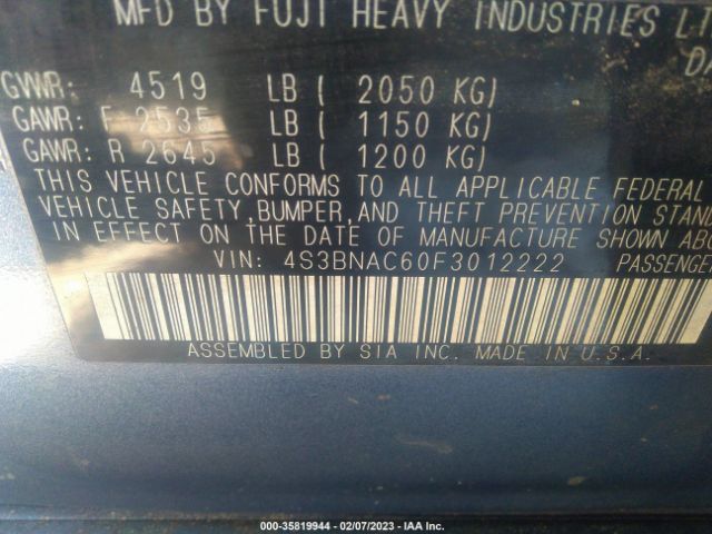 4S3BNAC60F3012222 Subaru Legacy 2.5i Premium