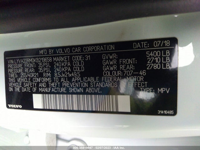 Volvo XC60 2019 LYVA22RM0KB219658 Image 9