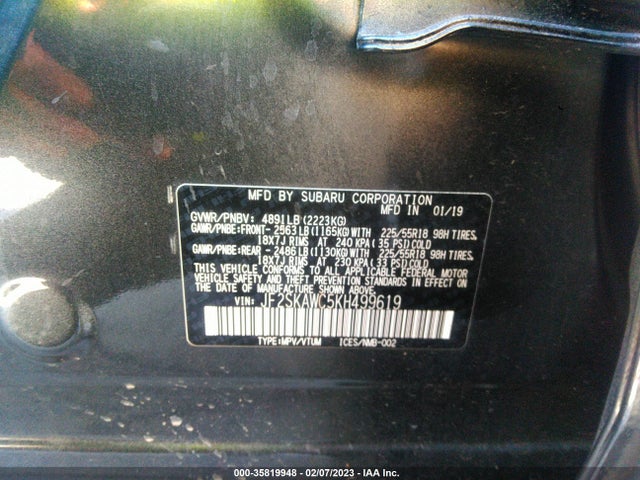 2019 Subaru Forester, VIN: JF2SKAWC5KH499619
