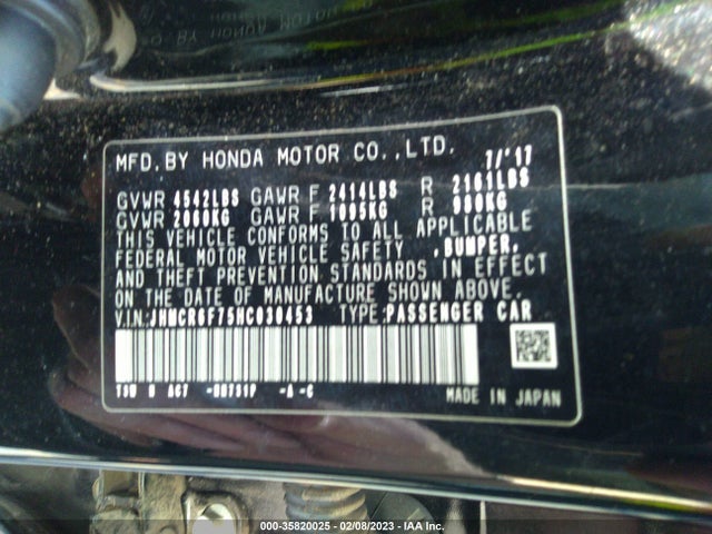 2017 Honda Accord, VIN: JHMCR6F75HC030453