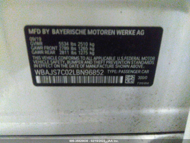 WBAJS7C02LBN96852 BMW 5 Series M550i Xdrive