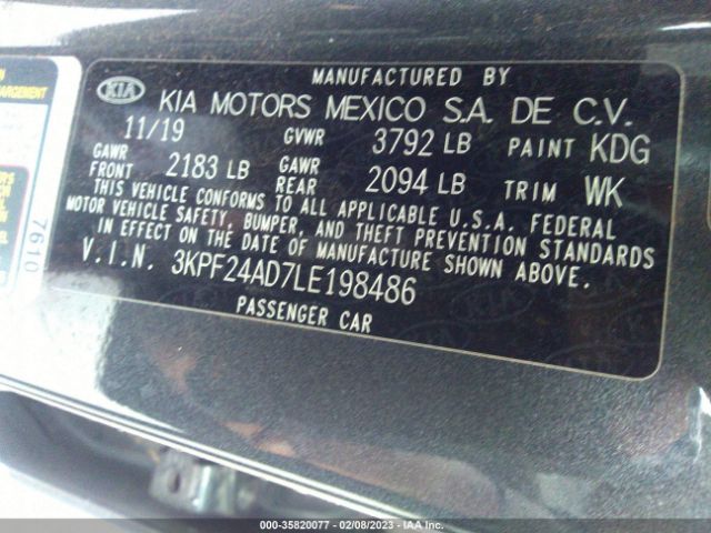 3KPF24AD7LE198486 KIA Forte Lxs